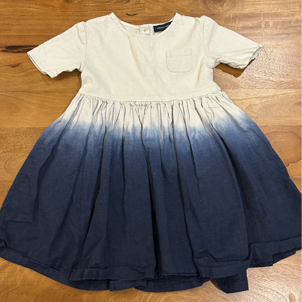 French Connection Cream to Navy Ombre Girls Dress